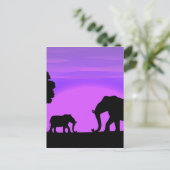 Silhouette Elephants Postkarte (Stehend Vorderseite)
