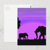 Silhouette Elephants Postkarte (Vorne/Hinten)
