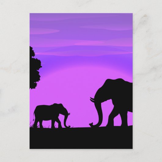 Silhouette Elephants Postkarte (Vorderseite)