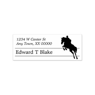 Silhouette Equestrian Jumping Rücksendeadresse Gummistempel