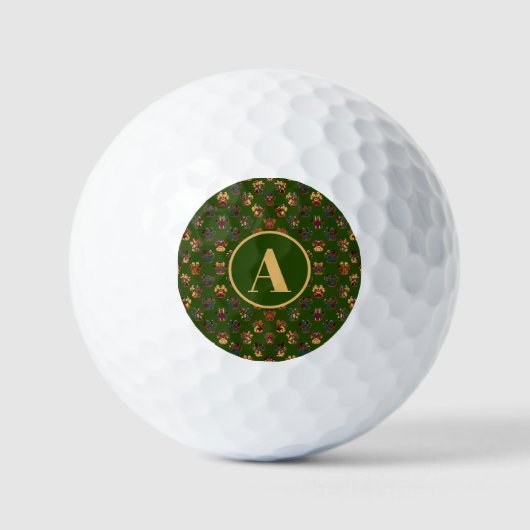 Silhouette Erntedank Grünes Monogramm Golfball (Vorderseite)