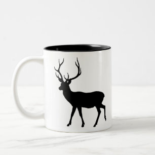 Silhouette Fallow Deer Dama Dama Male Wild Animal. Zweifarbige Tasse