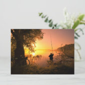 Silhouette Fisherman am See bei Sunset (Stehend Vorderseite)