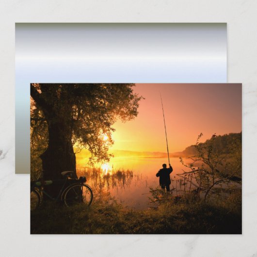 Silhouette Fisherman am See bei Sunset (Vorne/Hinten)