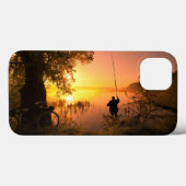 Silhouette Fisherman am See bei Sunset Case-Mate iPhone Hülle (Rückseite (Horizontal))