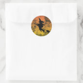Silhouette Flying Hexen Herbstlaub Halloween Runder Aufkleber (Tasche)