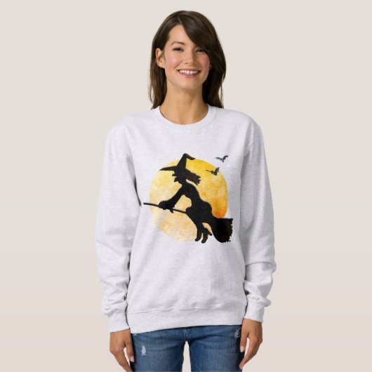 Silhouette Flying Wicked Witze Orange Moon Sweatshirt (Vorne ganz)