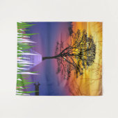 Silhouette Forest Lake mit Dschungelbaum Wandteppich (Vorderseite (Horizontal))