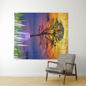 Silhouette Forest Lake mit Dschungelbaum Wandteppich (Beispiel (Horizontal))
