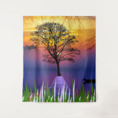 Silhouette Forest Lake mit Dschungelbaum Wandteppich (Vorderseite)