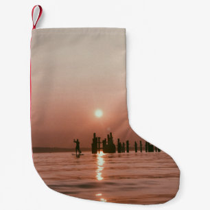 Silhouette FOTO DER PERSON, DIE EINEN PADDLE SUR F Kleiner Weihnachtsstrumpf
