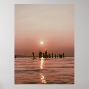 SILHOUETTE FOTO DER PERSON, DIE EINEN PADDLE SUR F POSTER