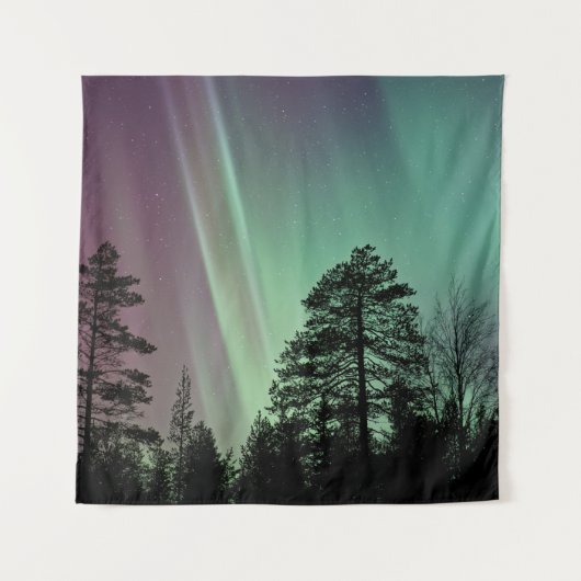 SILHOUETTE FOTO VON AURORA BOREALIS WANDTEPPICH (Vorderseite)