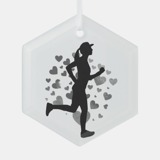 Silhouette - Frauen als Runner Sport Ornament Aus Glas (Vorderseite)