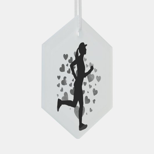 Silhouette - Frauen als Runner Sport Ornament Aus Glas (Vorderseite Rechts)