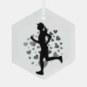 Silhouette - Frauen als Runner Sport Ornament Aus Glas (Rückseite)