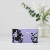 Silhouette-Frauen-Haar-Stylist - Lavendel Visitenkarte (Stehend Vorderseite)