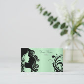 Silhouette-Frauen-Haar-Stylist - tadelloses Grün Visitenkarte (Stehend Vorderseite)
