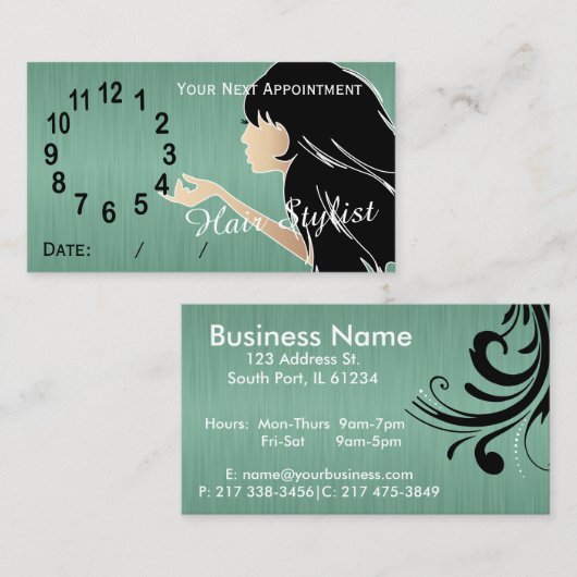 Silhouette-Frauen-Haar-Stylist-Verabredung Terminkarte (Vorne/Hinten)