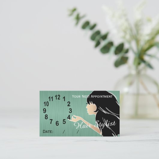 Silhouette-Frauen-Haar-Stylist-Verabredung Terminkarte (Stehend Vorderseite)