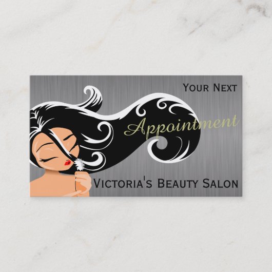 Silhouette-Frauen-Haar-Stylist-Verabredung Terminkarte (Vorderseite)