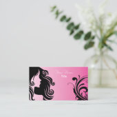 Silhouette Frauenhair Stylist - Rosa Visitenkarte (Stehend Vorderseite)