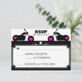 Silhouette für Black & White Motorräder uAwg RSVP Karte (Stehend Vorderseite)