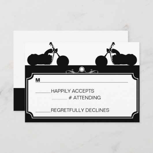 Silhouette für Black & White Motorräder uAwg RSVP Karte (Vorne/Hinten)