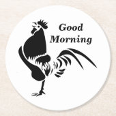 Silhouette für das Crowing Runder Pappuntersetzer (Vorderseite)