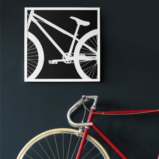 Silhouette für das weiße Fahrrad Poster