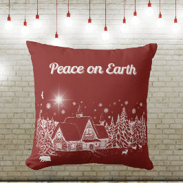 Silhouette für den Weltfrieden im Weißen Winter Kissen