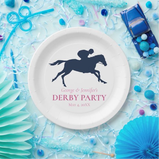 Silhouette für einfaches Blaues Rennen Pappteller (Party)