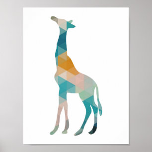 Silhouette für farbenfrohe geometrische Giraffe Poster