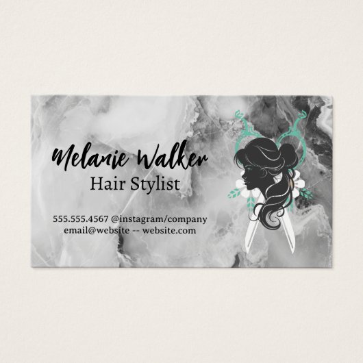 Silhouette für Frauen | Salon Scissors | Marmor (Vorderseite)