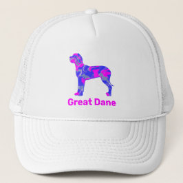 Silhouette für Großer Dan Hund Hot Pink & Blue Truckerkappe