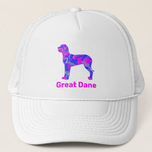 Silhouette für Großer Dan Hund Hot Pink & Blue Truckerkappe