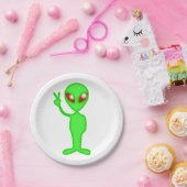 Silhouette für grüne Alien Pappteller (Party)