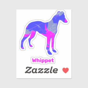 Silhouette für Hunde (Whippet) Hot Pink & Blue Sti Aufkleber