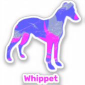 Silhouette für Hunde (Whippet) Hot Pink & Blue Sti Aufkleber (Vorderseite)