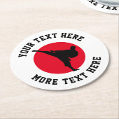 Silhouette für Kampfkunst Runder Pappuntersetzer (Angewinkelt)