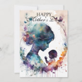 Silhouette für Kinder und Mutter Wasserfarbe Kunst Karte (Vorderseite)