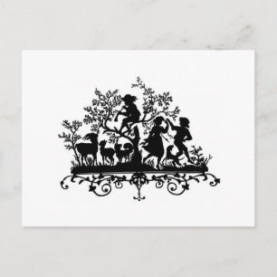 Silhouette für Kinder und Tiere Postkarte