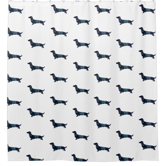 Silhouette für lange Haare Dackel Schwarzes Wasser Duschvorhang (Vorderseite)