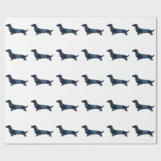 Silhouette für lange Haare Dackel Schwarzes Wasser Geschenkpapier (Flach)