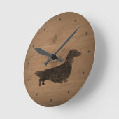 Silhouette für langhaarige Dackel Runde Wanduhr (Winkel)