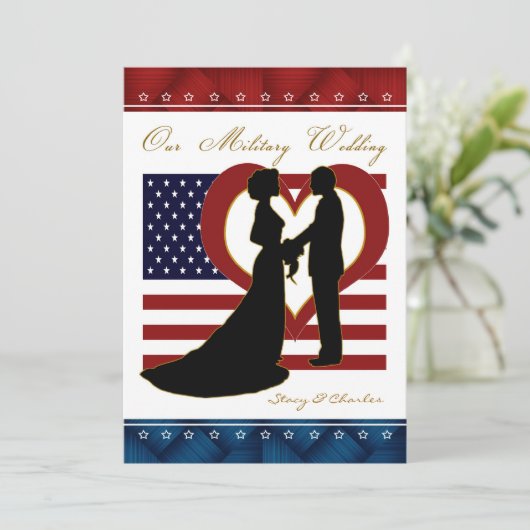 Silhouette für militärische Hochzeitseinladung - H Einladung (Stehend Vorderseite)