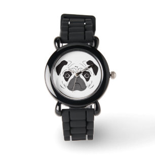 Silhouette für Mops Armbanduhr