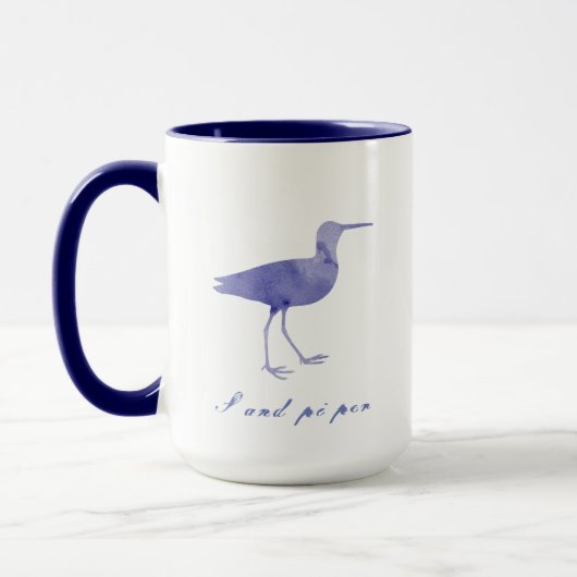 Silhouette für Navy Blue Watercolor Sandpiper Tasse (Links)