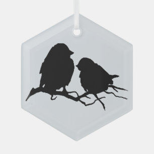 Silhouette für niedliche Vogelfreunde Ornament Aus Glas