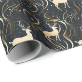 Silhouette für Radiant Black & Gold Swirl Geschenkpapier (Rolleneckpunkt)